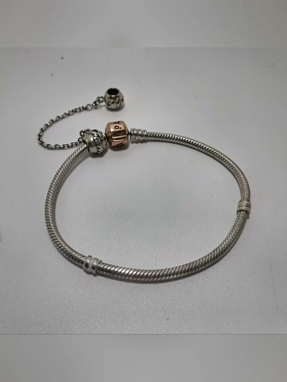 Pandora Silver Snake Chain Bracelet With Safety Chain